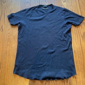 Wings + Horns Core Navy 1 x 1 Slub short sleeve tee. Size Large.